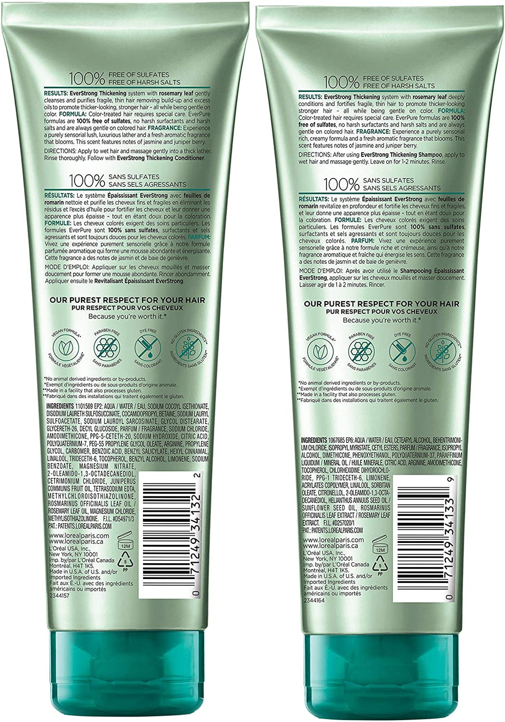 L'Oreal Paris EverStrong Thickening Sulfate Free Conditioner, Shampoo